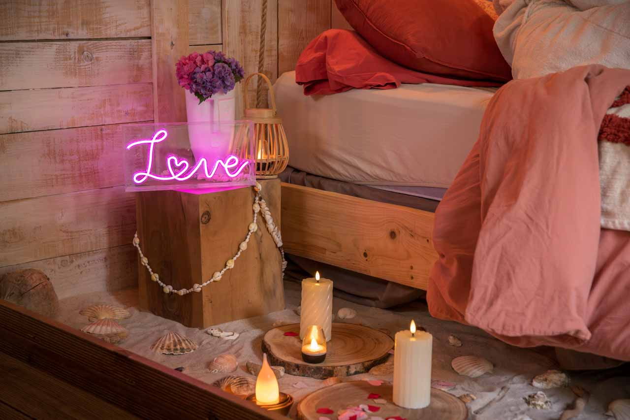 cabane sand bougies romantique